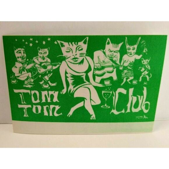 Tom Tom Club Backstage Pass Original Vintage New Wave Beatnik Cats Band Green - Picture 1 of 3
